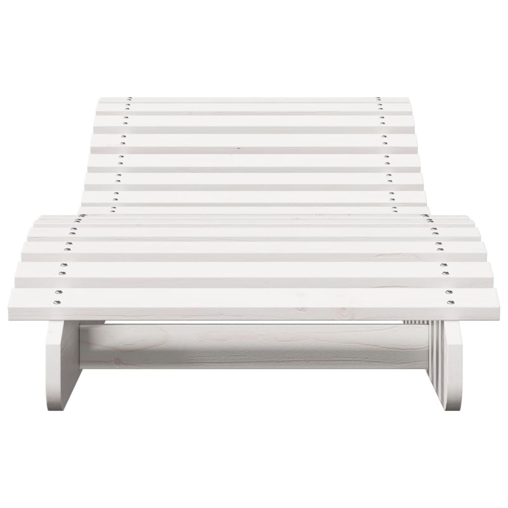 Sun Loungers 2 pcs White 205x60x31.5 cm Solid Wood Pine