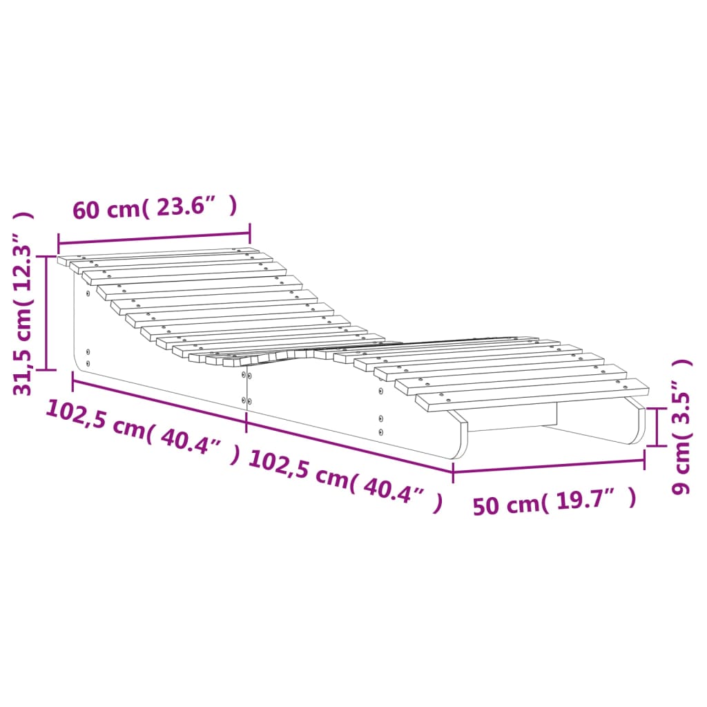 Sun Loungers 2 pcs White 205x60x31.5 cm Solid Wood Pine