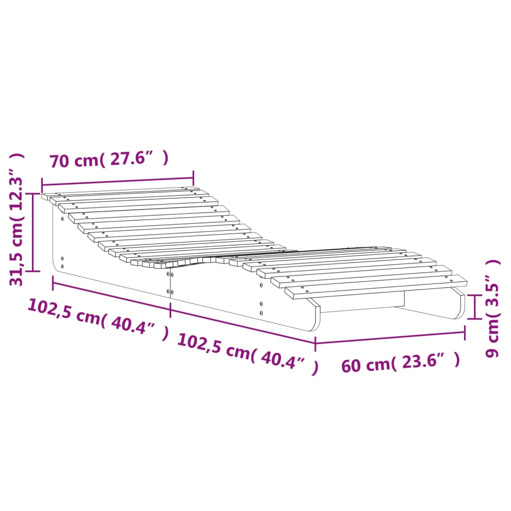 Sun Lounger 205x70x31.5 cm Solid Wood Pine