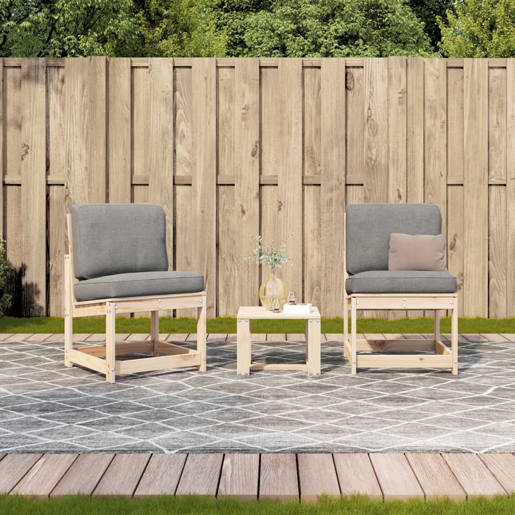 3 Piece Garden Lounge Set Solid Wood Pine