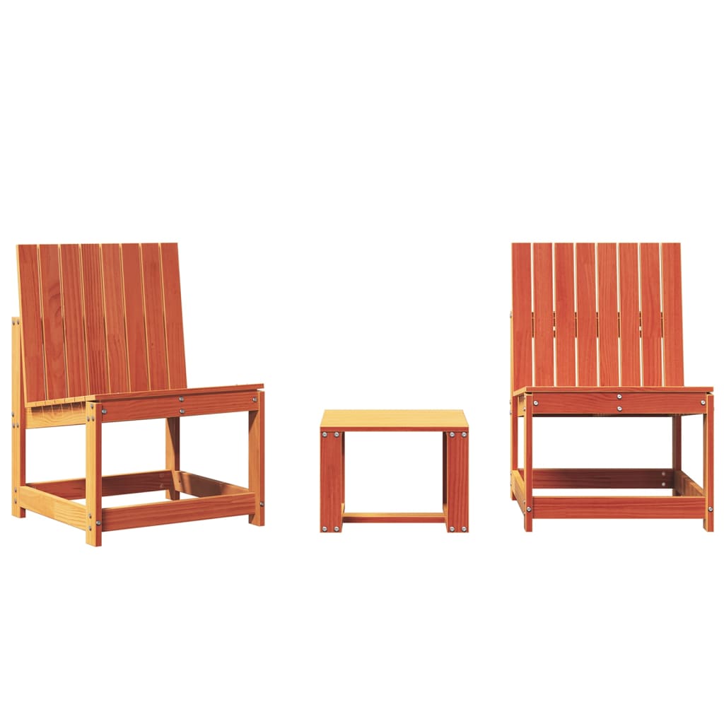 3 Piece Garden Lounge Set Wax Brown Solid Wood Pine