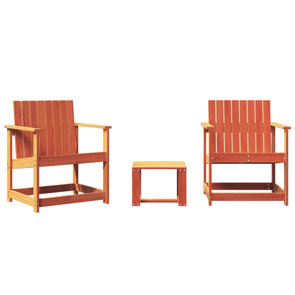 3 Piece Garden Lounge Set Wax Brown Solid Wood Pine