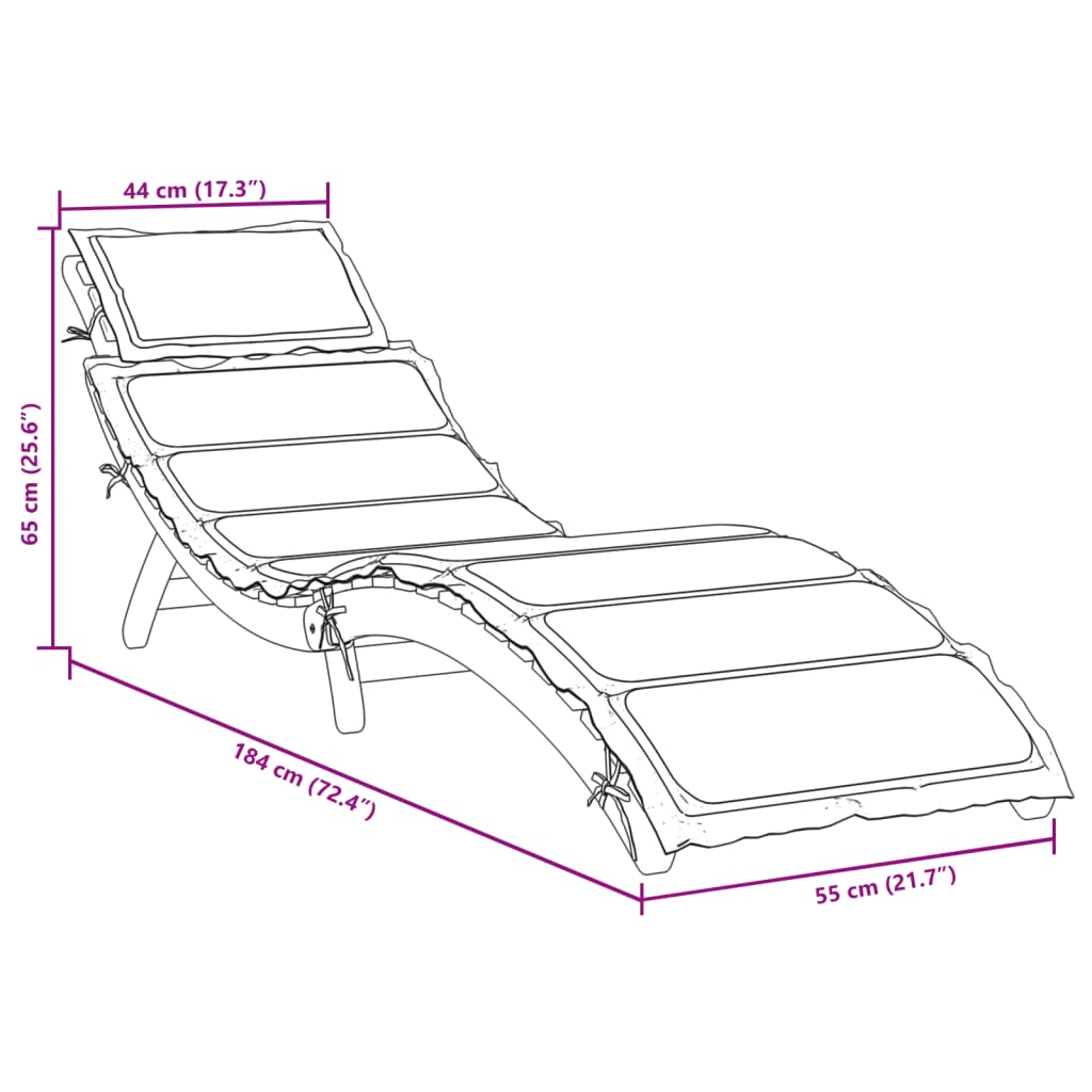 Sun Lounger with Cushion Beige Solid Wood Acacia