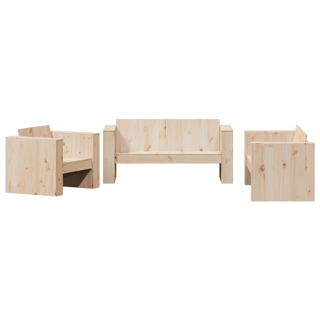 2 Piece Garden Lounge Set Solid Wood Pine