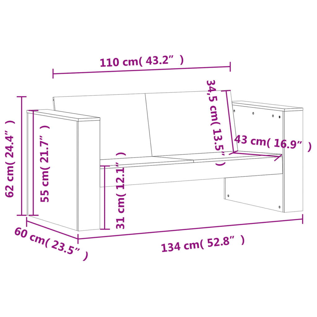 2 Piece Garden Lounge Set Impregnated Wood Pine