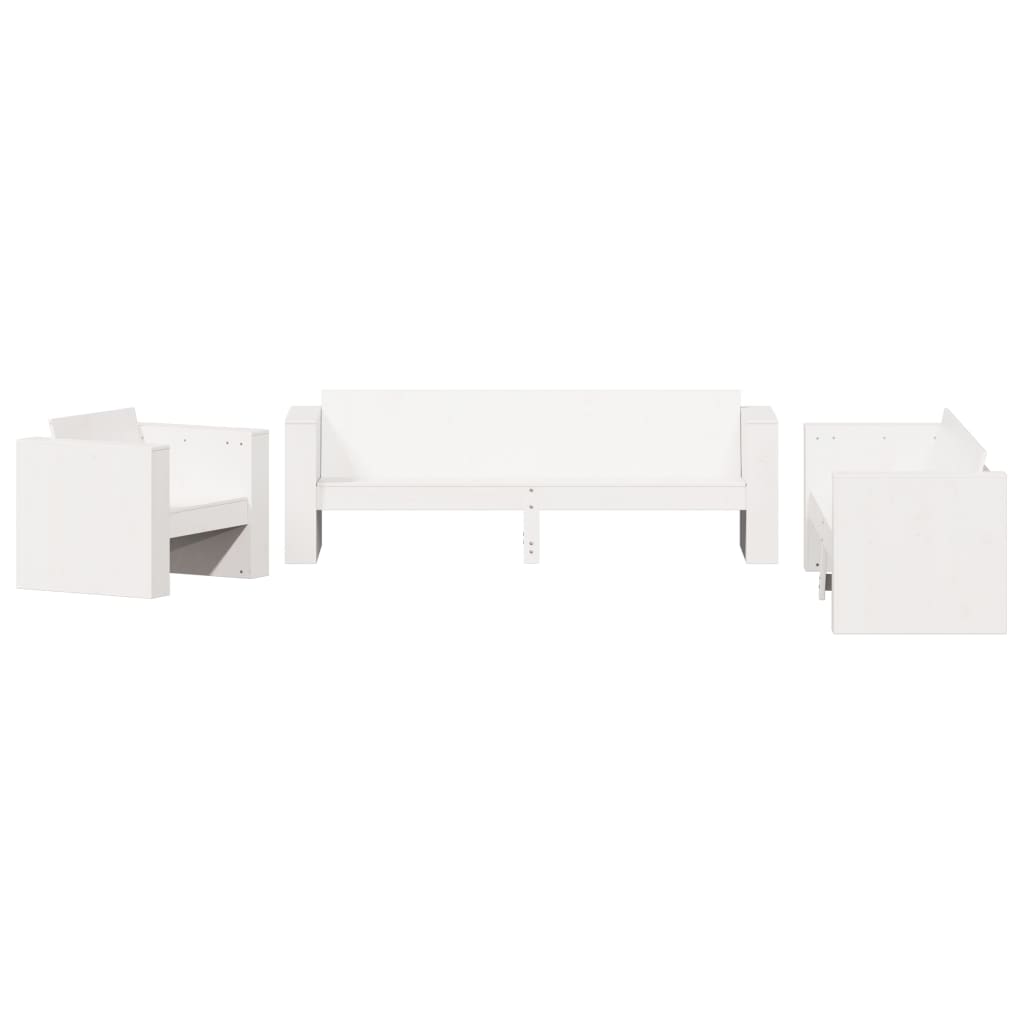 2 Piece Garden Lounge Set White Solid Wood Pine