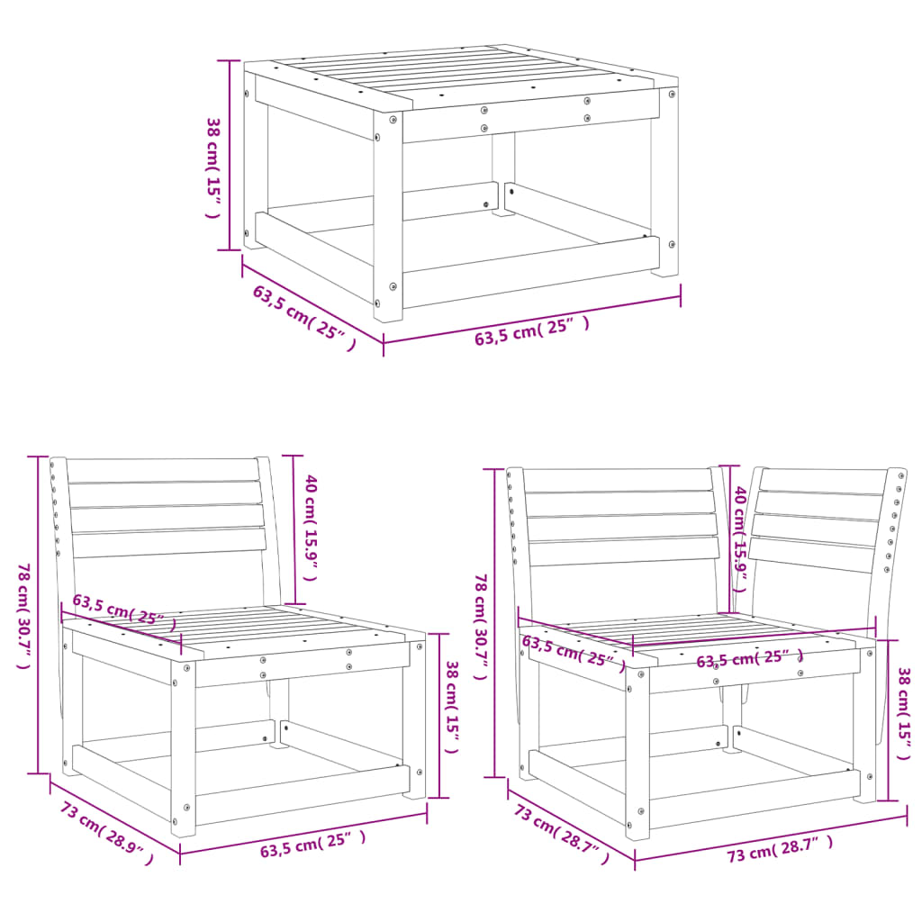 4 Piece Garden Lounge Set Solid Wood Douglas