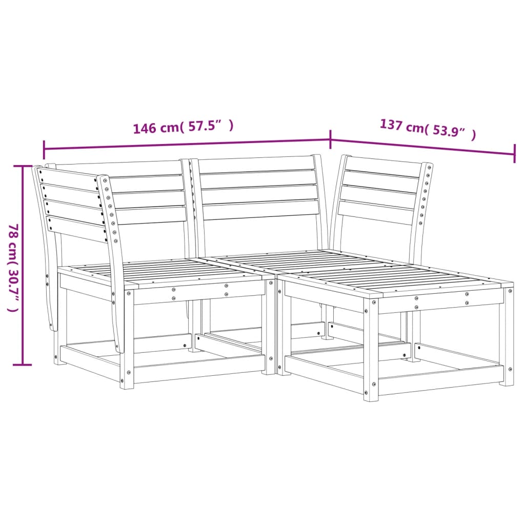 3 Piece Garden Sofa Set Wax Brown Solid Wood Pine