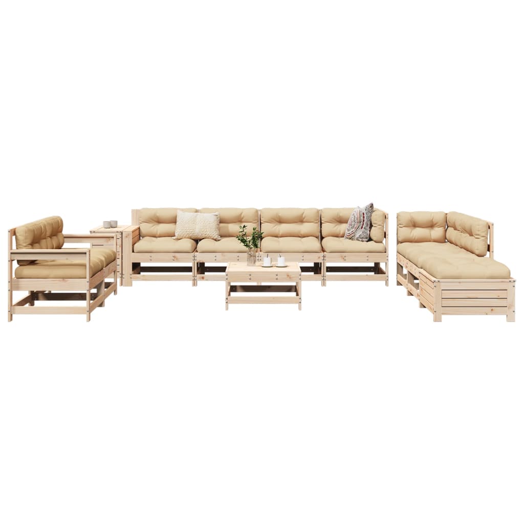 11 Piece Garden Sofa Set Solid Wood Pine