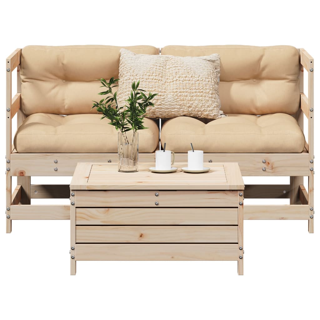 3 Piece Garden Sofa Set Solid Wood Pine