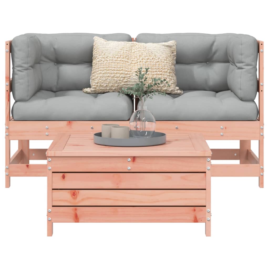 3 Piece Garden Sofa Set Solid Wood Douglas Fir