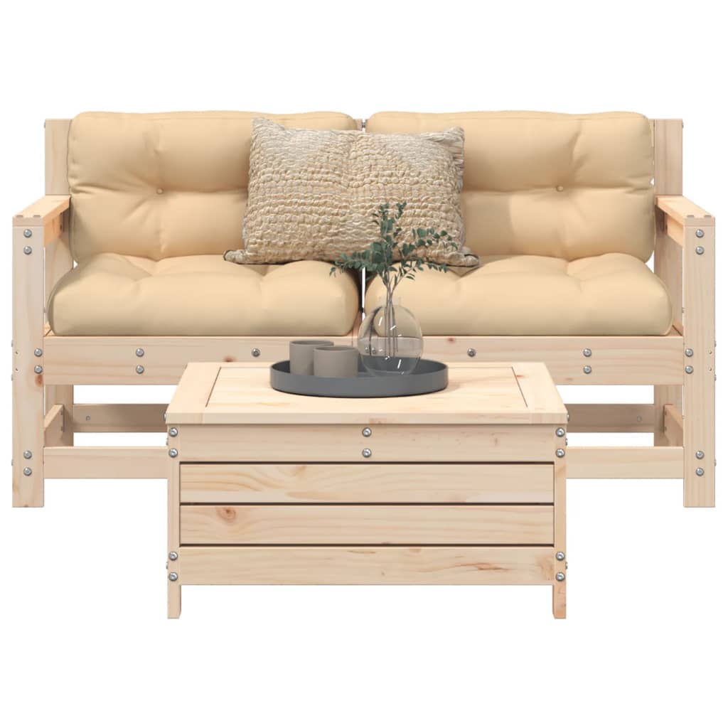 3 Piece Garden Sofa Set Solid Wood Pine