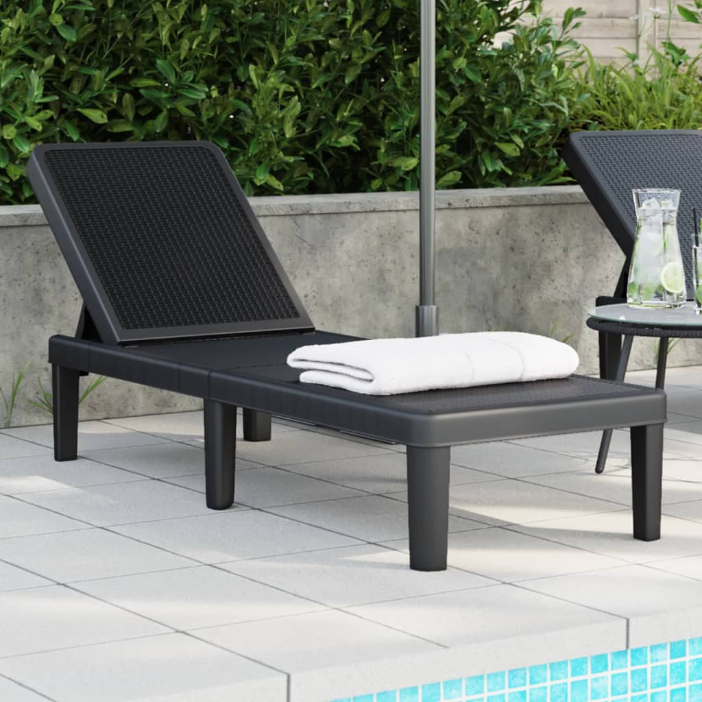 Sun Lounger Black 159x57x83.5 cm Polypropylene