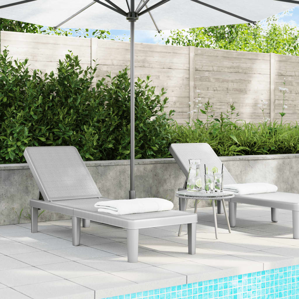 Sun Lounger Grey 159x57x83.5 cm Polypropylene