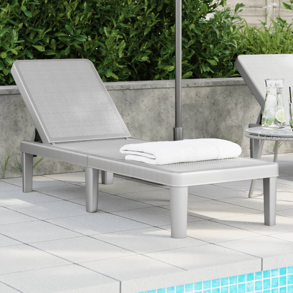 Sun Lounger Grey 159x57x83.5 cm Polypropylene