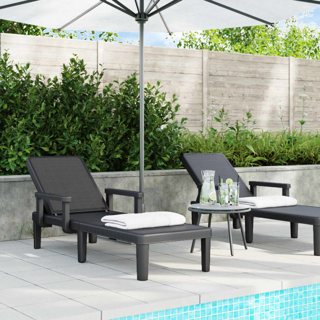 Sun Lounger Black 159x68x83.5 cm Polypropylene