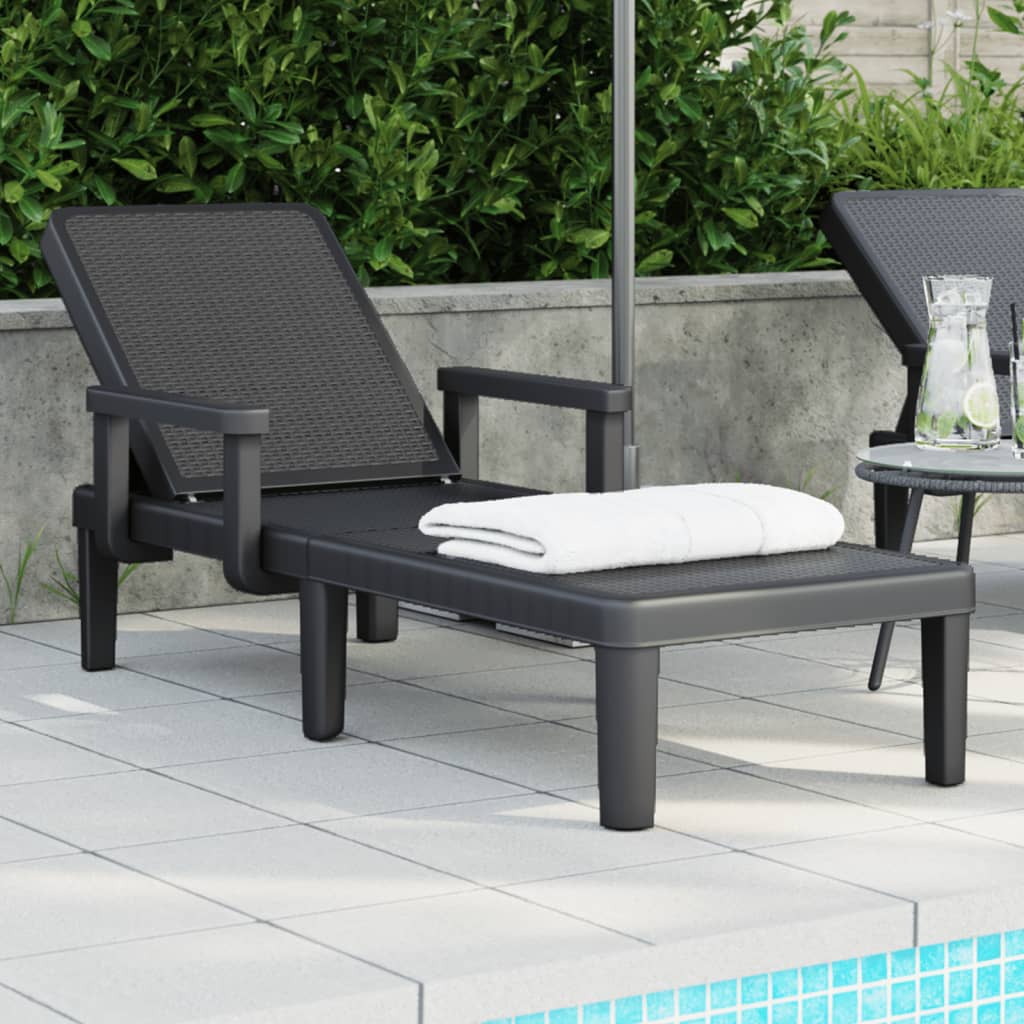 Sun Lounger Black 159x68x83.5 cm Polypropylene