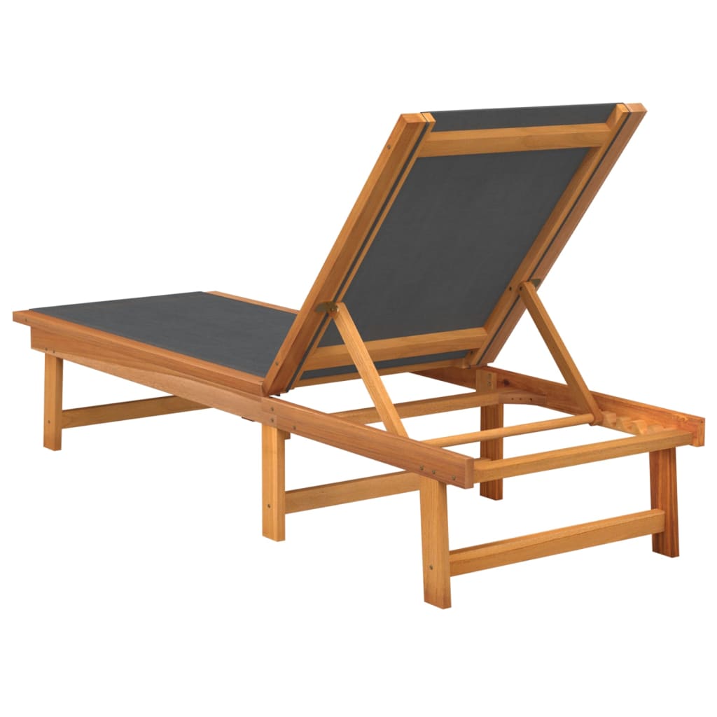 Sun Loungers 2 pcs Black Solid Wood Acacia and Textilene