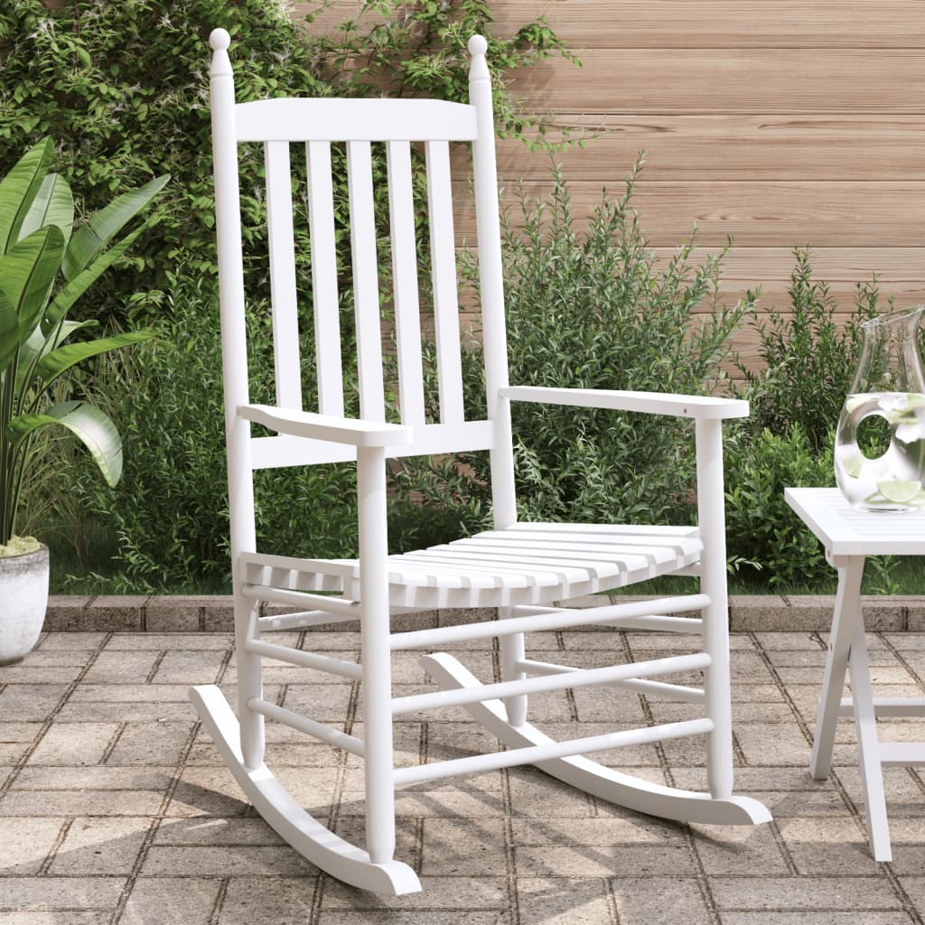 Rocking Chairs with Curved Seats 2 pcs White Solid Wood Fir