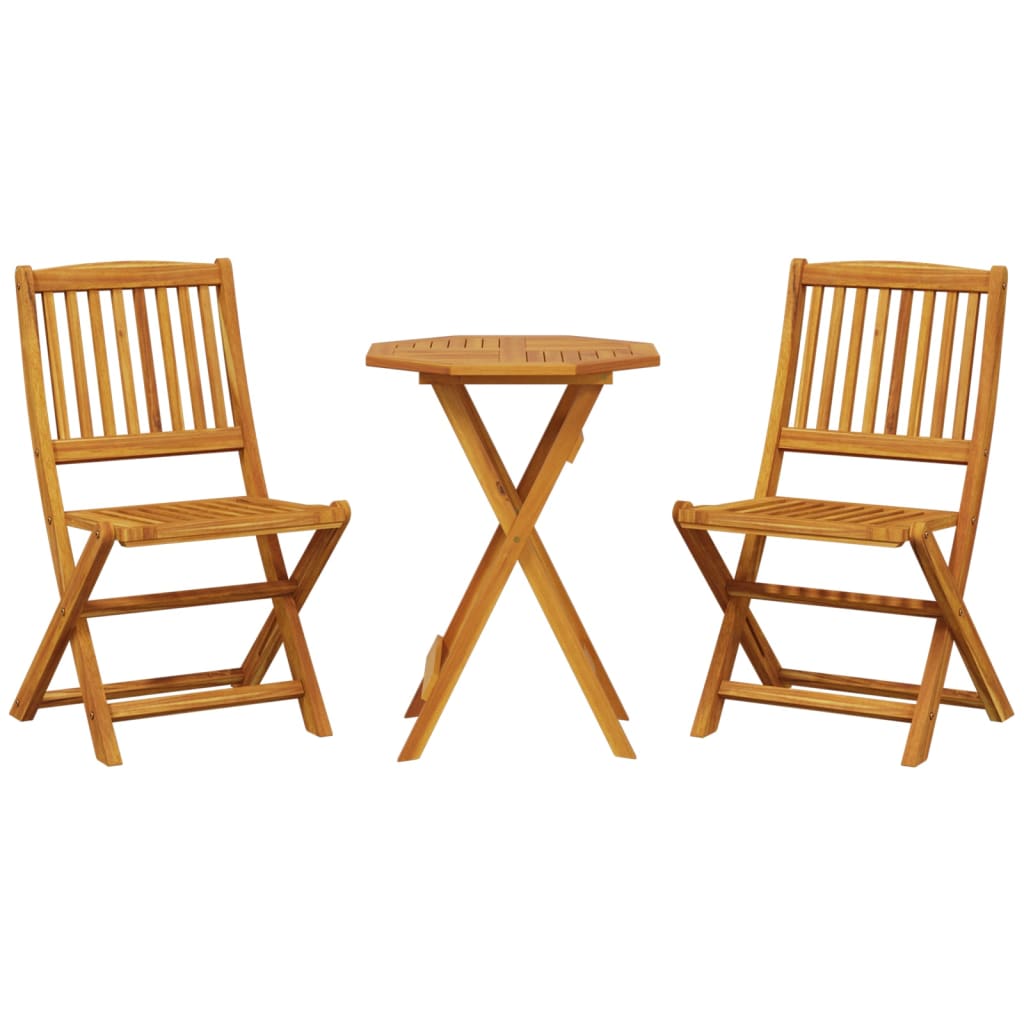 3 Piece Folding Bistro Set Solid Wood Acacia