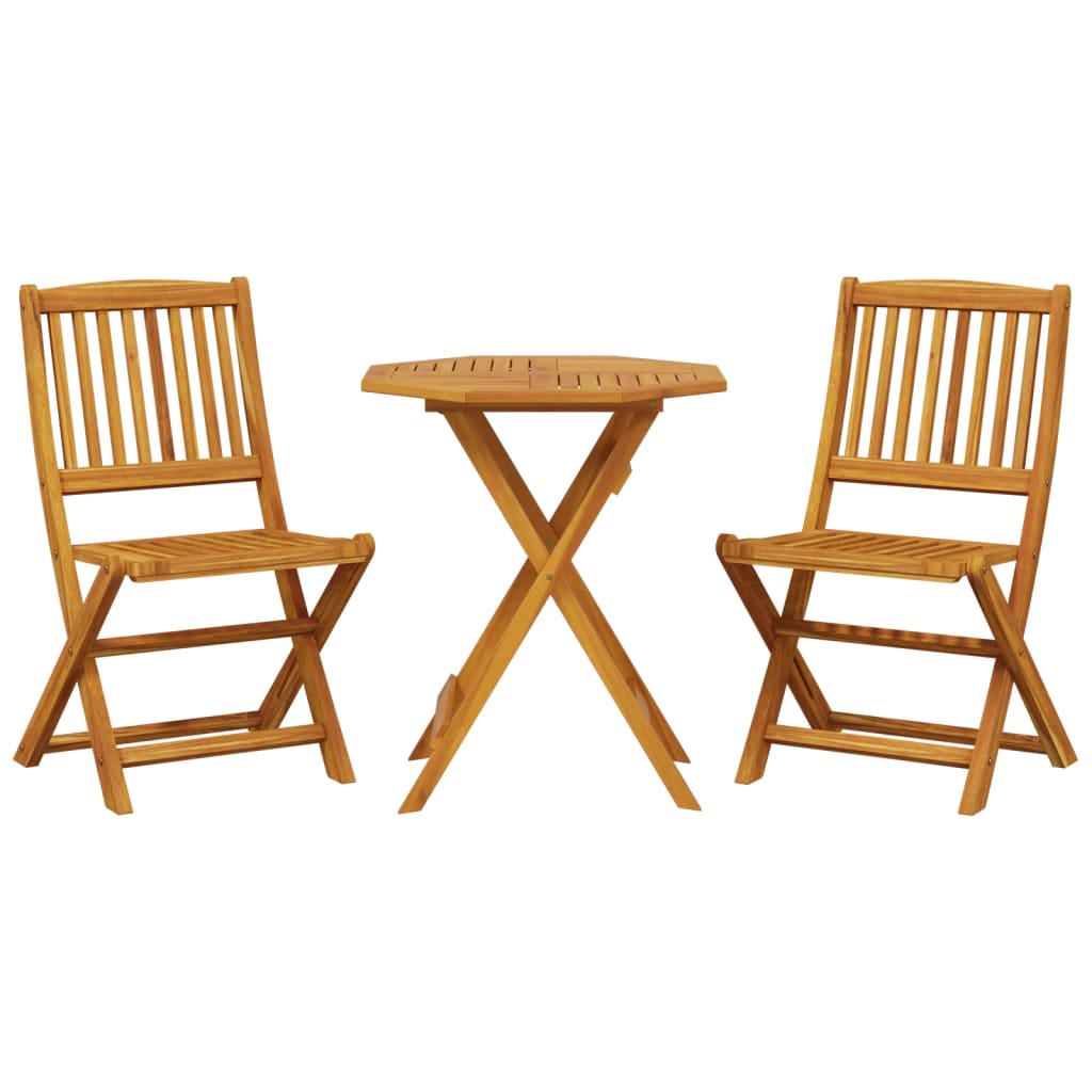 3 Piece Folding Bistro Set Solid Wood Acacia