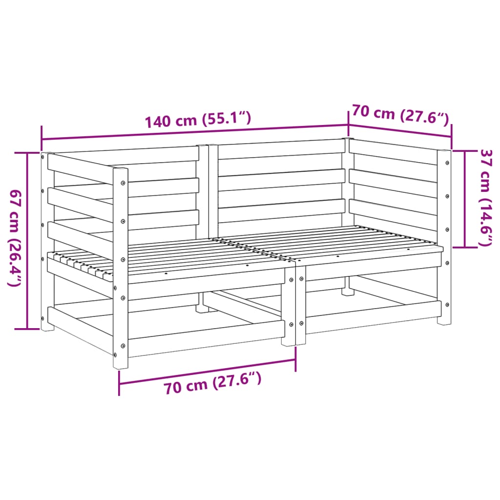 2 Piece Garden Sofa Set Solid Wood Douglas Fir