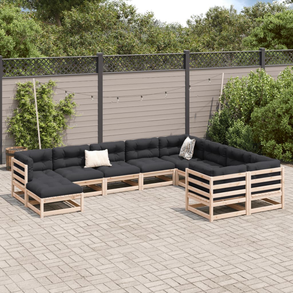 10 Piece Garden Sofa Set Solid Wood Pine